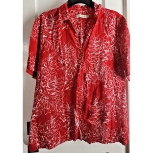 RICHARDS Brazil made woman‎ floral Linen oversized buttoned shirt woman Small